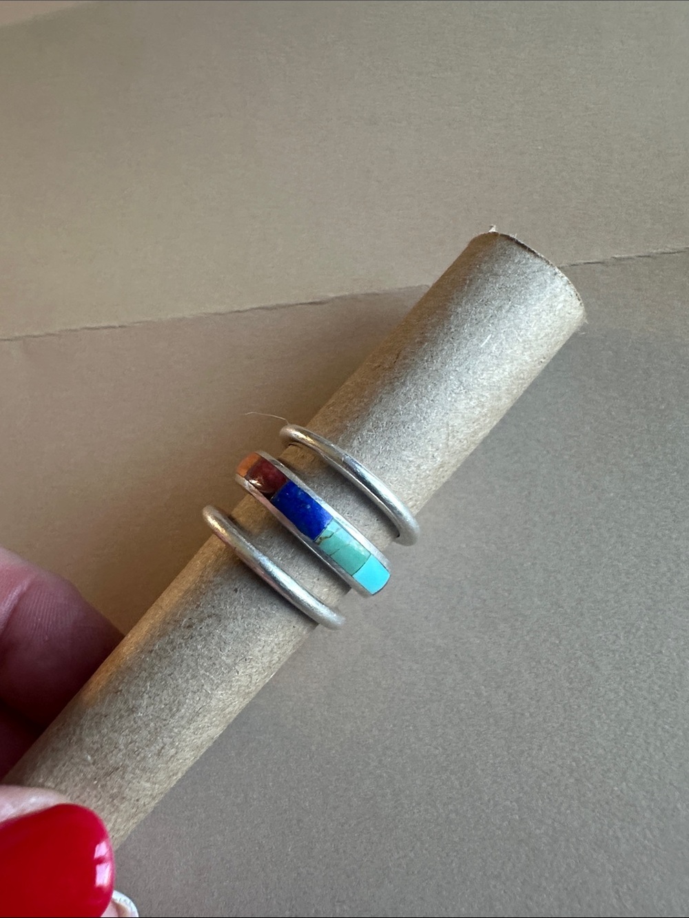 Silpada Retired  Inlay Ring Multicolor Sterling Silver Stackable Set - Picture 4 of 5